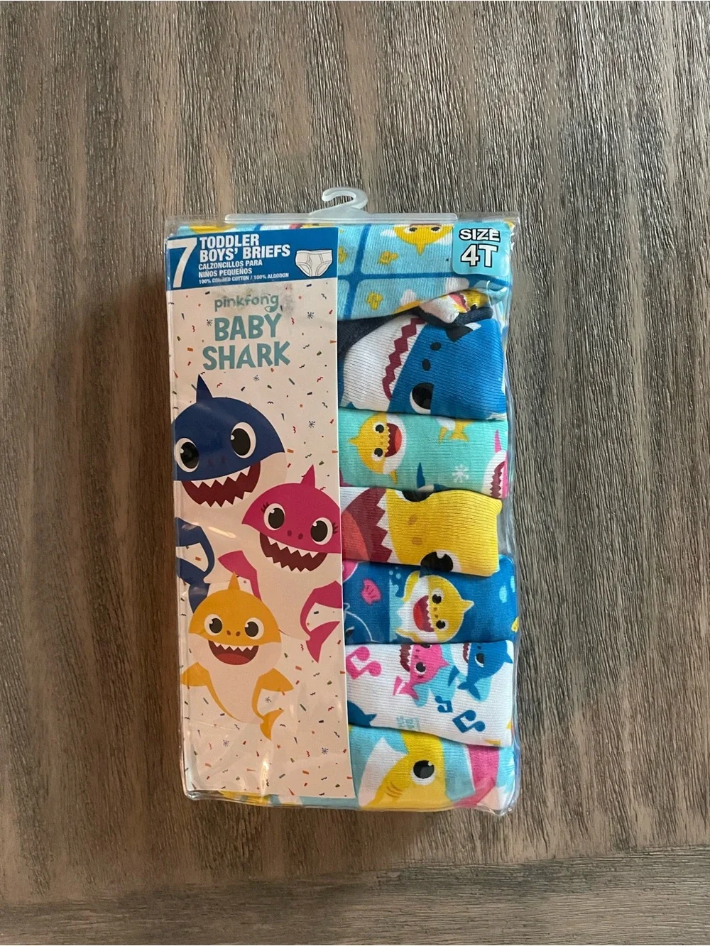 Pinkfong Baby Shark Toddler Boys' Briefs - Blue/Yellow/Pink - Size 4T (7-Pack)